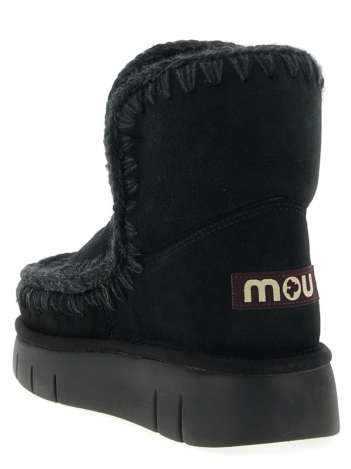Mou Black Lamb Leather Ankle Boots