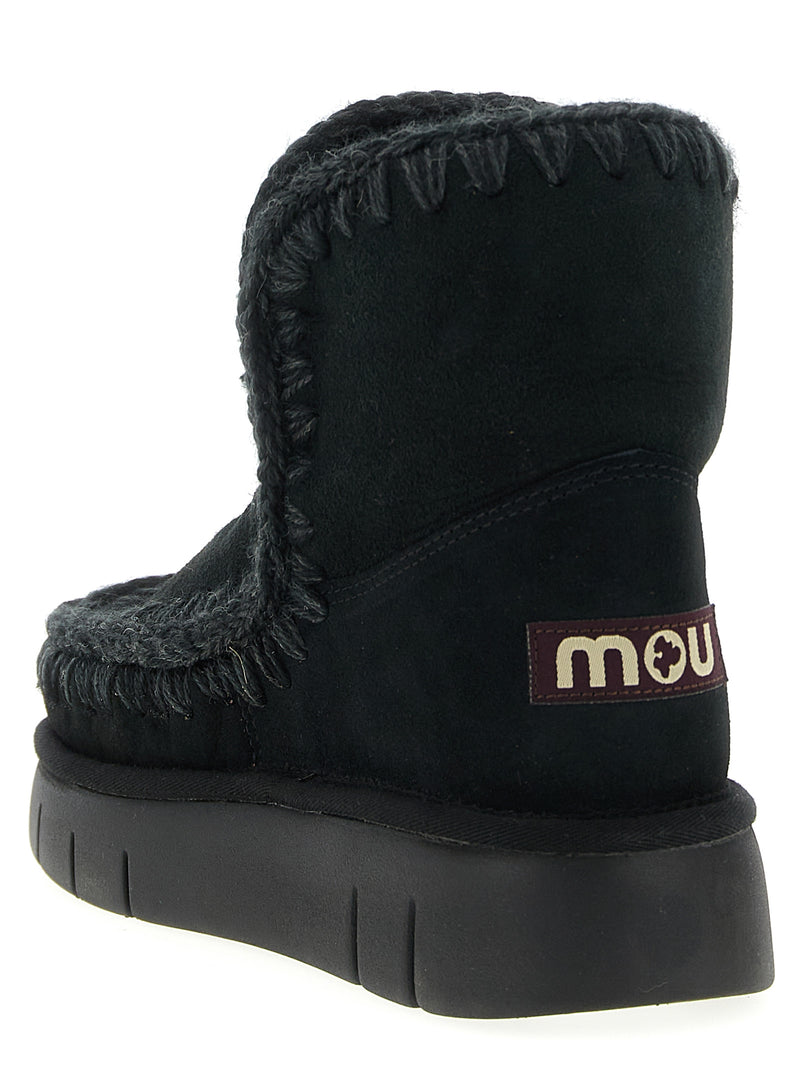 Mou Eskimo 18 Bounce Black Lamb Leather Ankle Boots