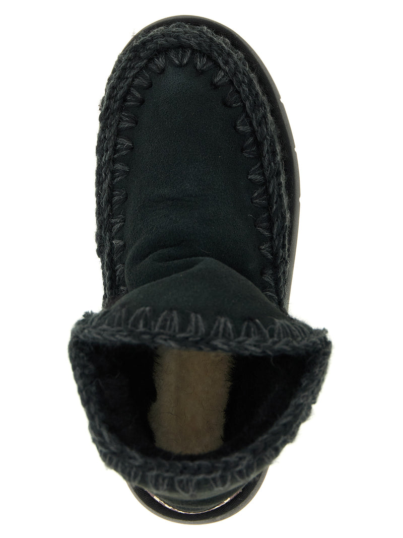 Mou Eskimo 18 Bounce Black Lamb Leather Ankle Boots
