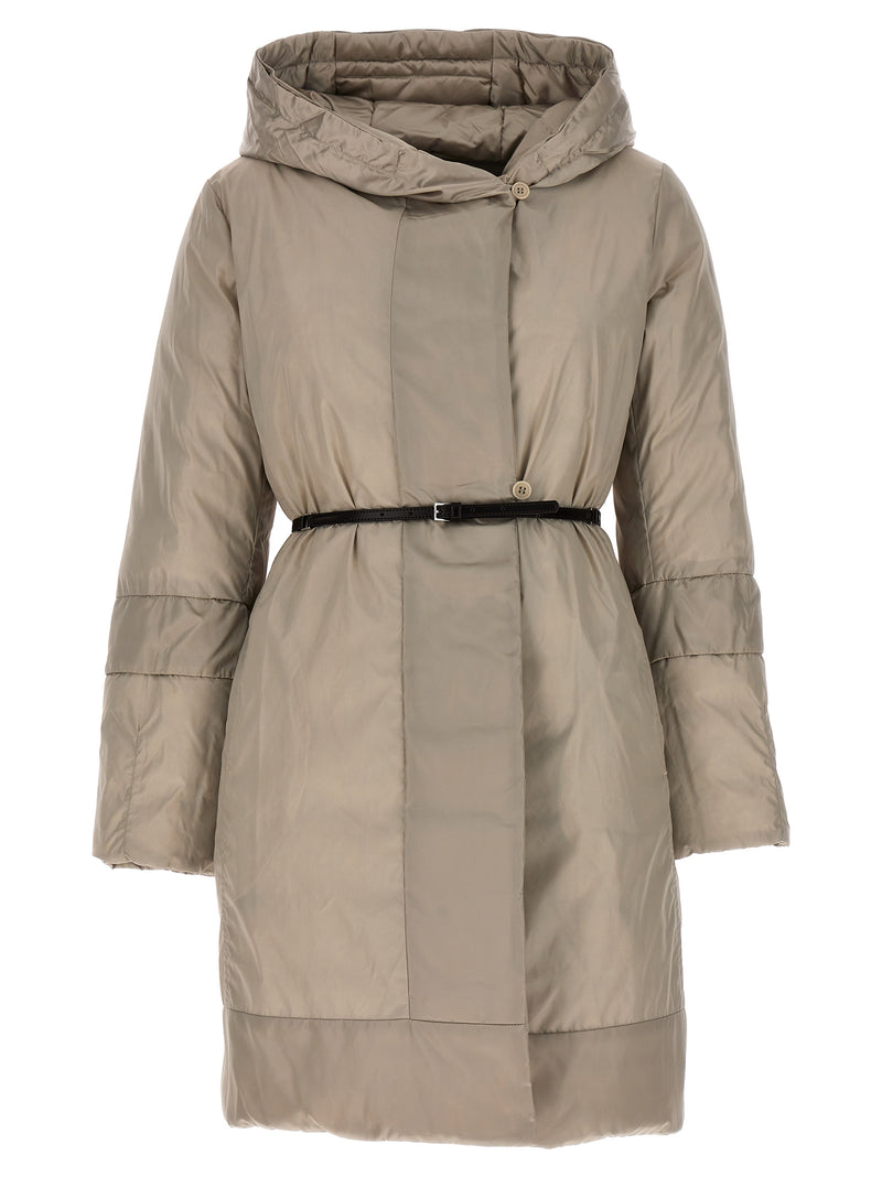Max Mara Novef Beige Reversible Midi Down Jacket