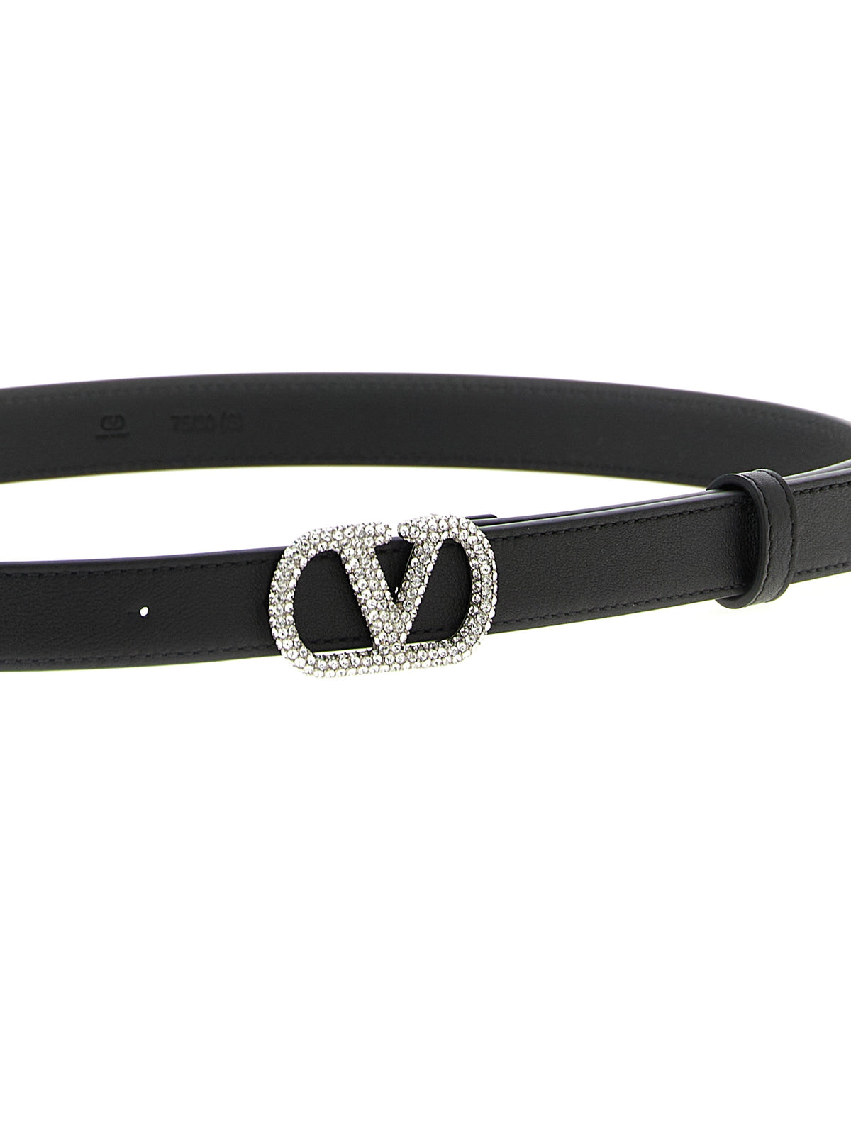 Valentino Garavani Black Calfskin Regular Belt with Swarovski® Crystals
