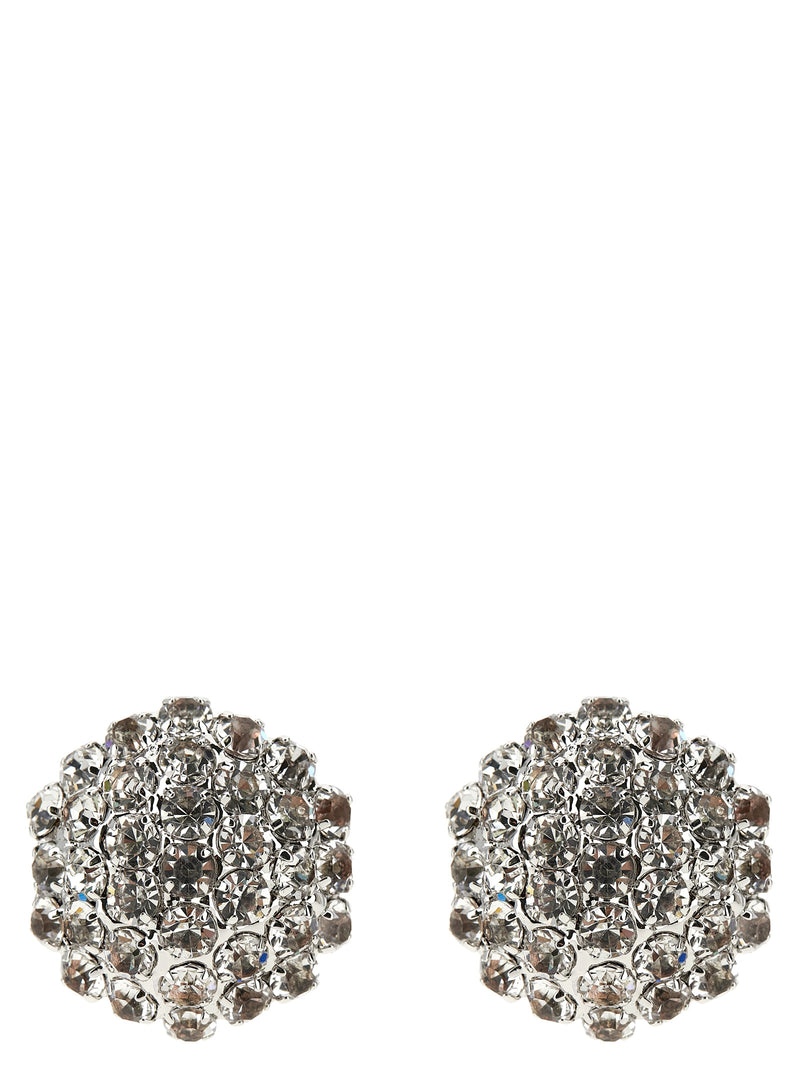 Self-Portrait Silver Brass Earrings - Crystal Flower Design