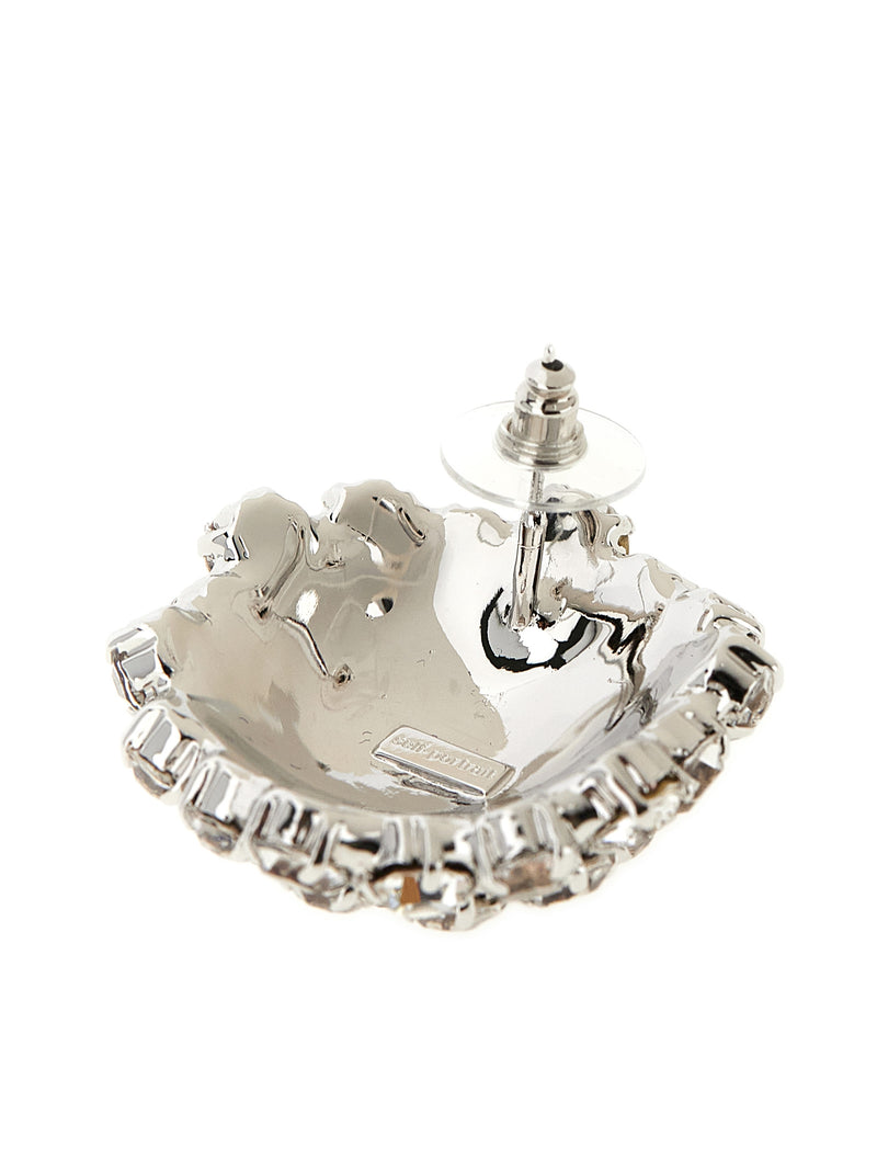 Self-Portrait Silver Brass Earrings - Crystal Flower Design