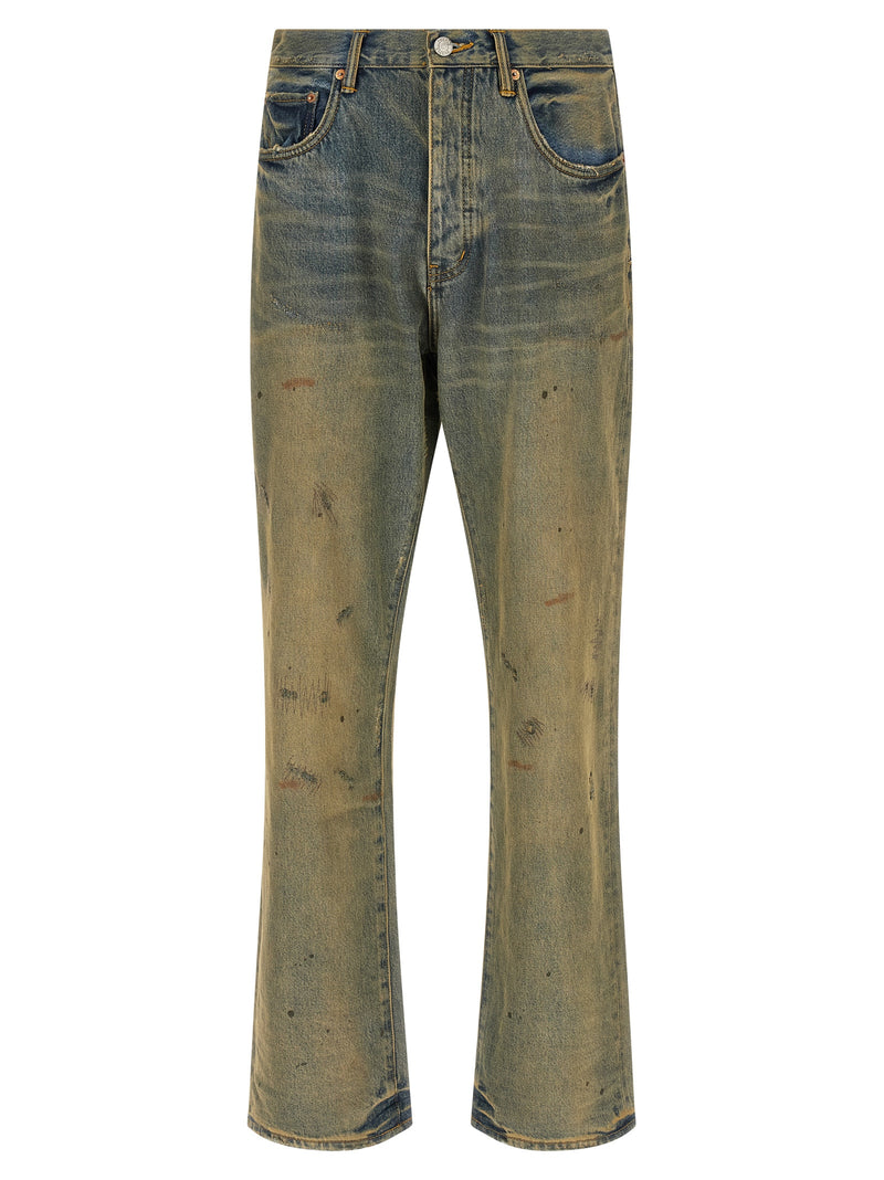 Jeans droits en coton bicolore violet