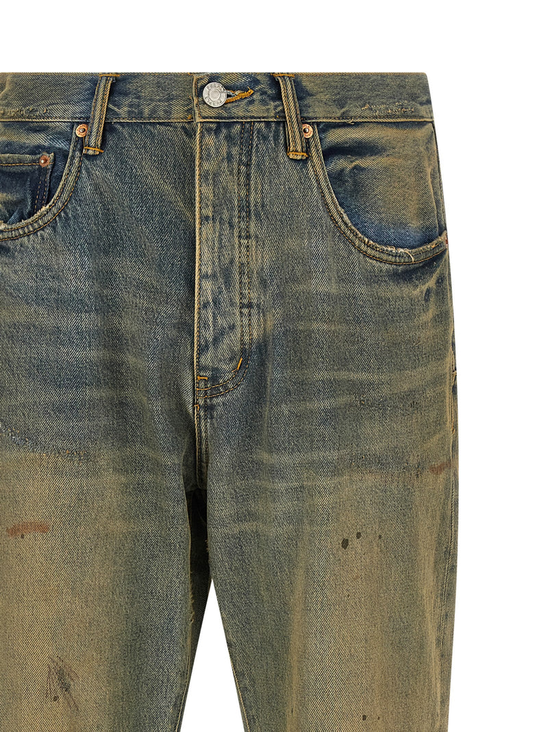Jeans droits en coton bicolore violet