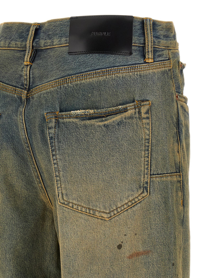 Jeans droits en coton bicolore violet