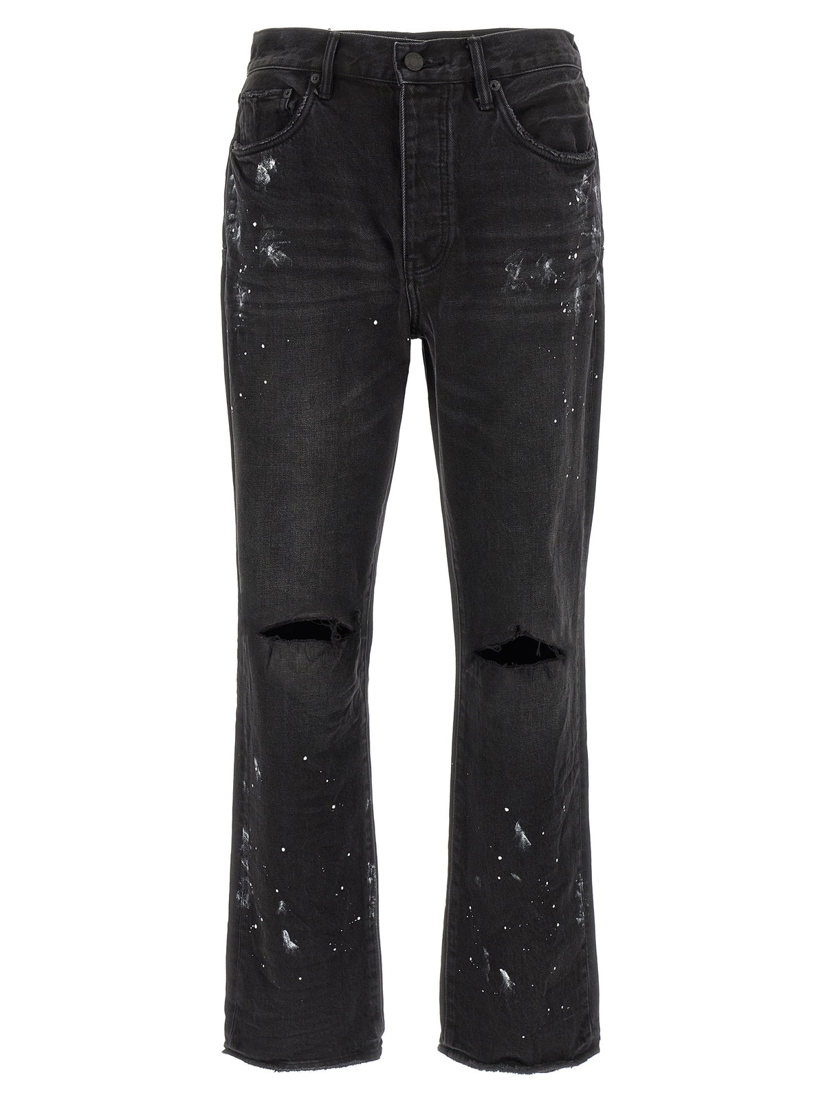 PURPLE Black Cotton Straight-Leg Jeans - P011 Model