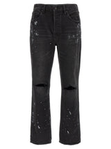 PURPLE Black Cotton Straight-Leg Jeans - P011 Model
