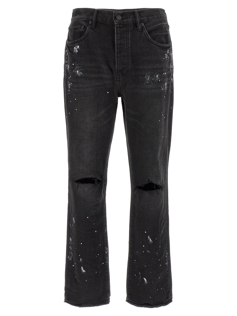 PURPLE Black Cotton Straight-Leg Jeans - P011 Model
