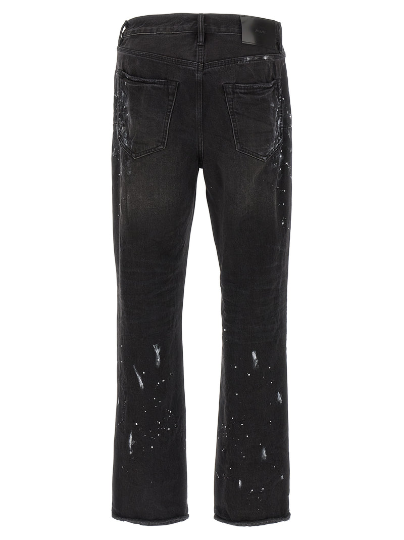 PURPLE Black Cotton Straight-Leg Jeans - P011 Model