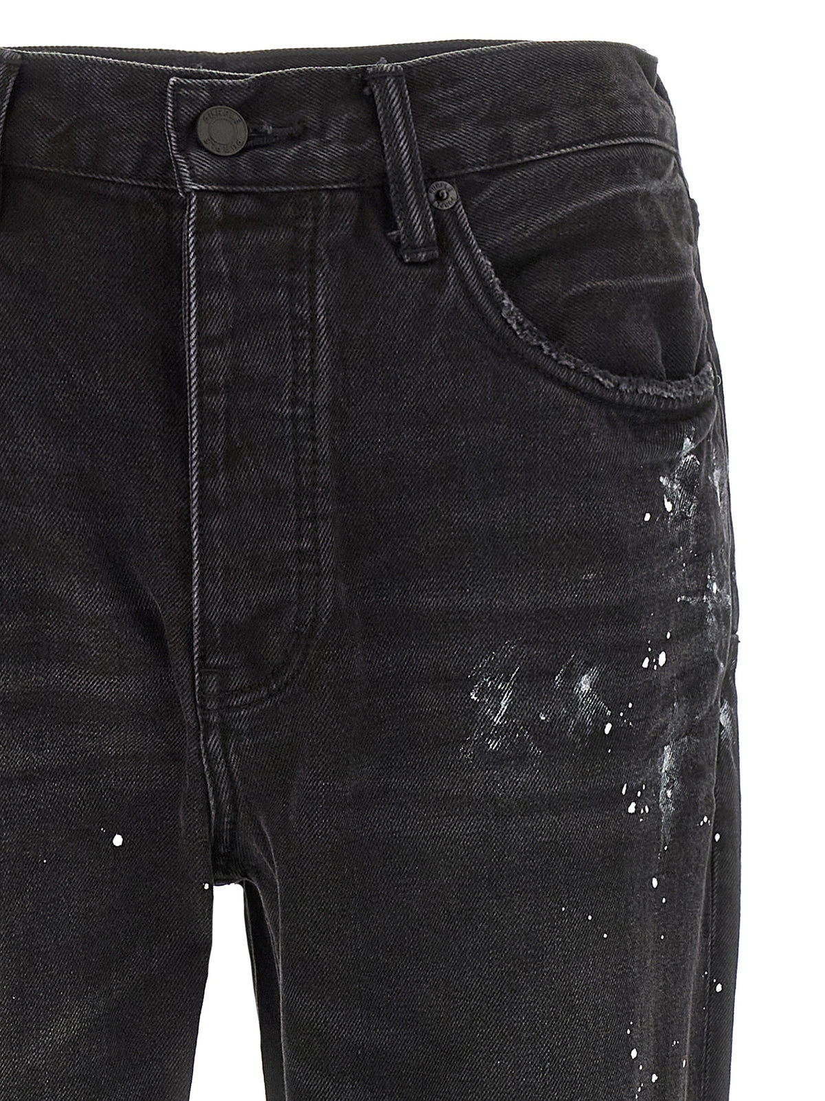 PURPLE Black Cotton Straight-Leg Jeans - P011 Model