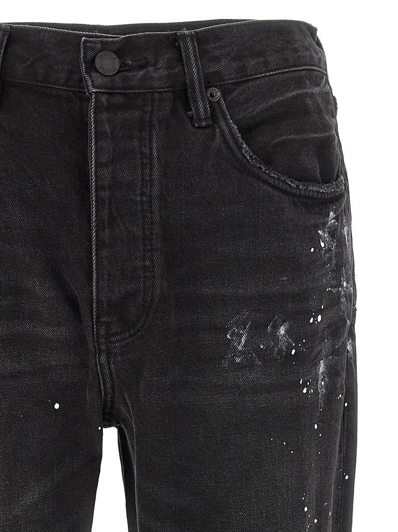 PURPLE Black Cotton Straight-Leg Jeans - P011 Model