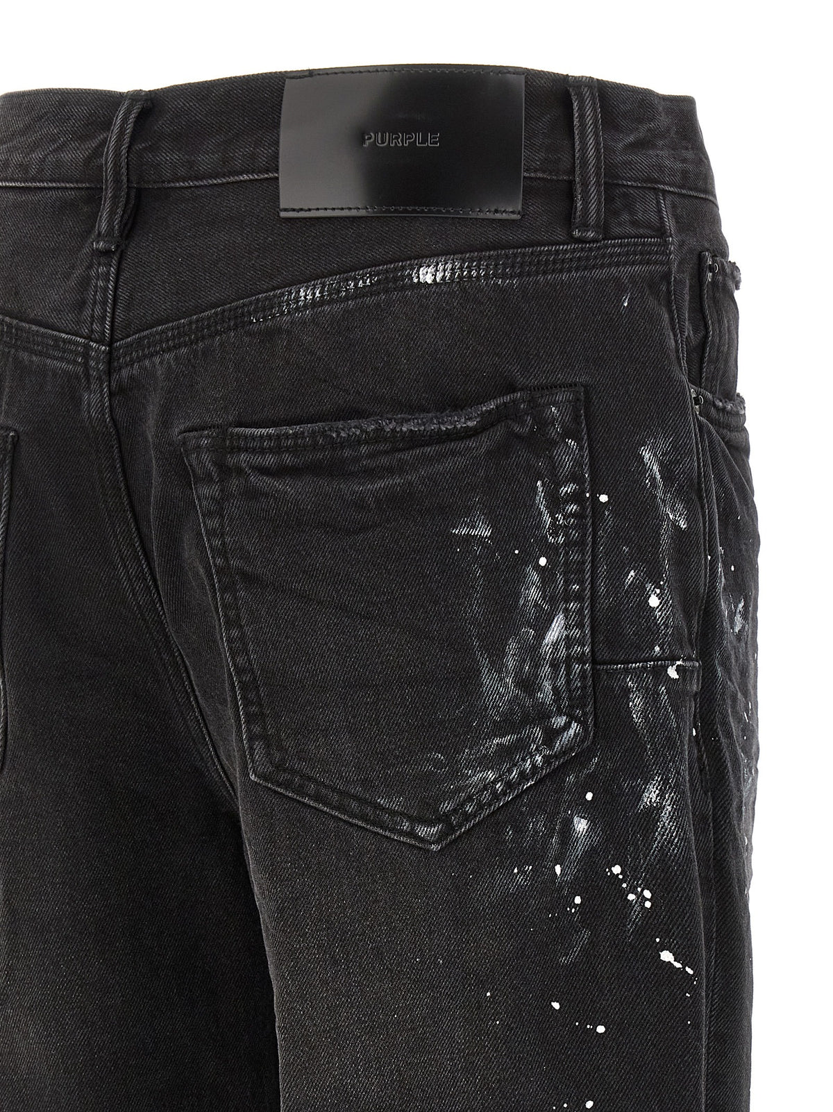 PURPLE Black Cotton Straight-Leg Jeans - P011 Model