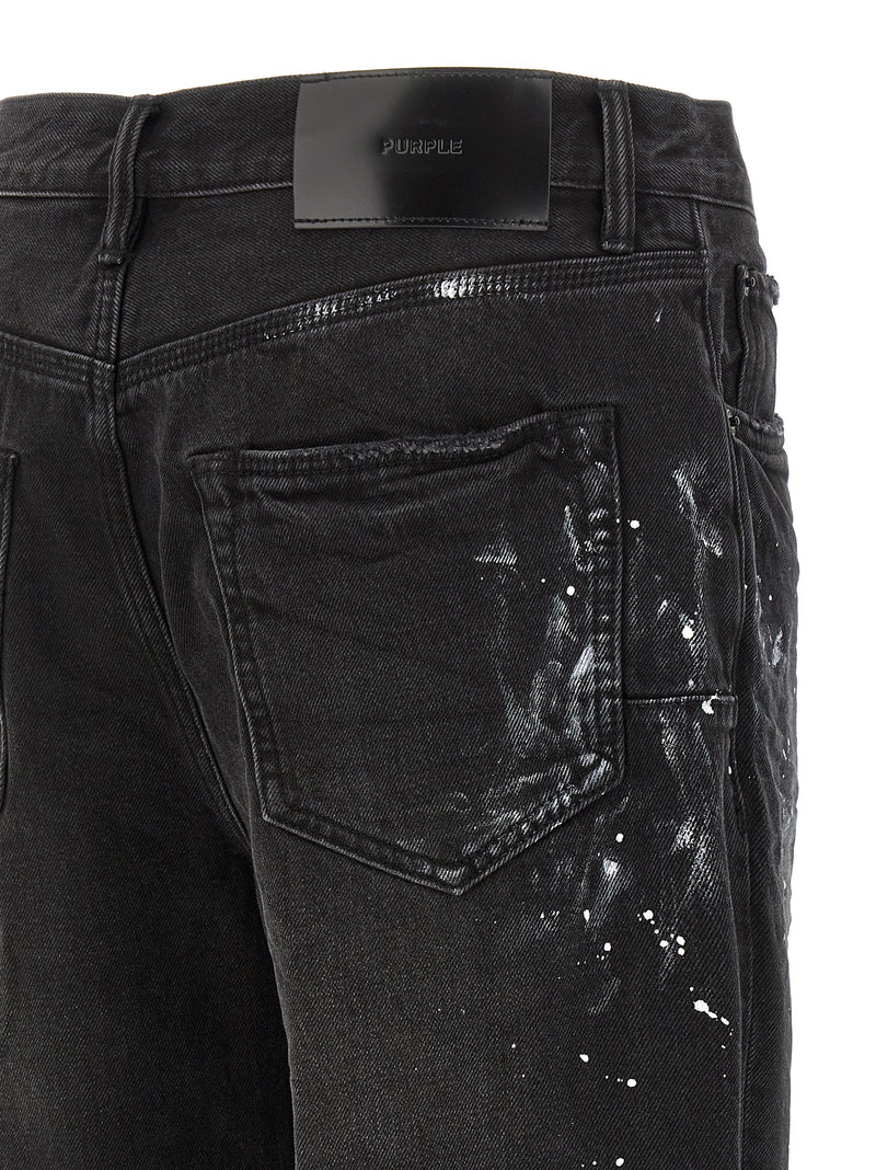 PURPLE Black Cotton Straight-Leg Jeans - P011 Model