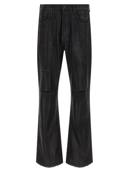 PURPLE Black Cotton Flared Jeans