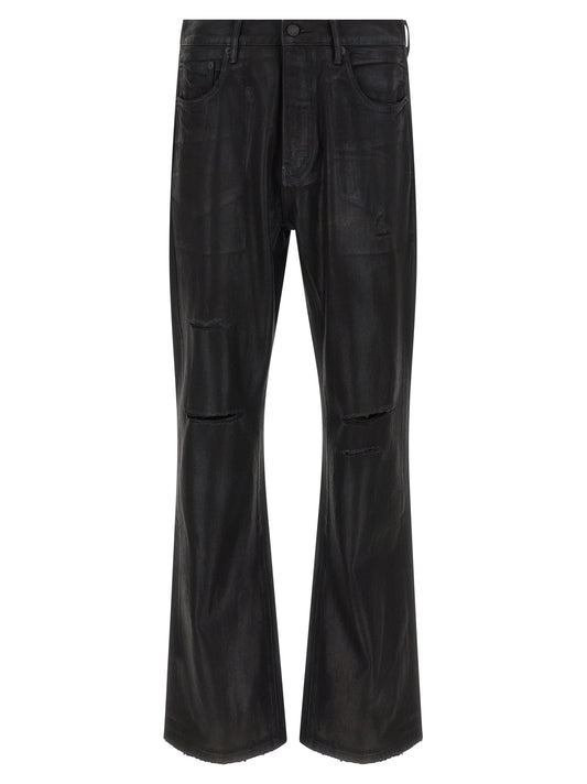 PURPLE Black Cotton Flared Jeans - P026 Rinsed Foil Boot