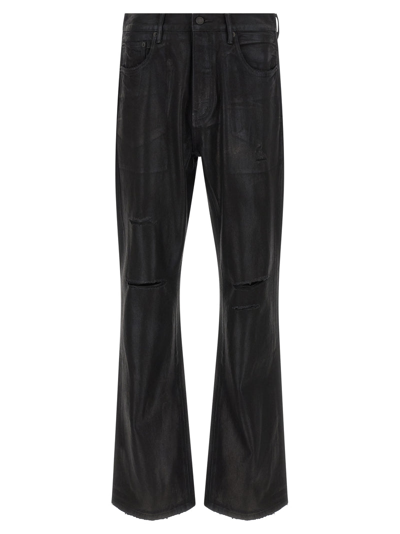 PURPLE Black Cotton Flared Jeans - P026 Rinsed Foil Boot