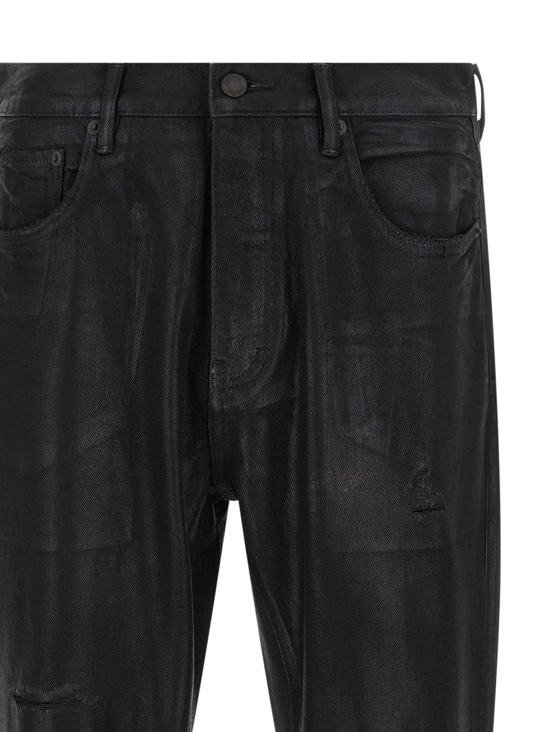 PURPLE Black Cotton Flared Jeans - P026 Rinsed Foil Boot
