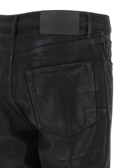 PURPLE Black Cotton Flared Jeans