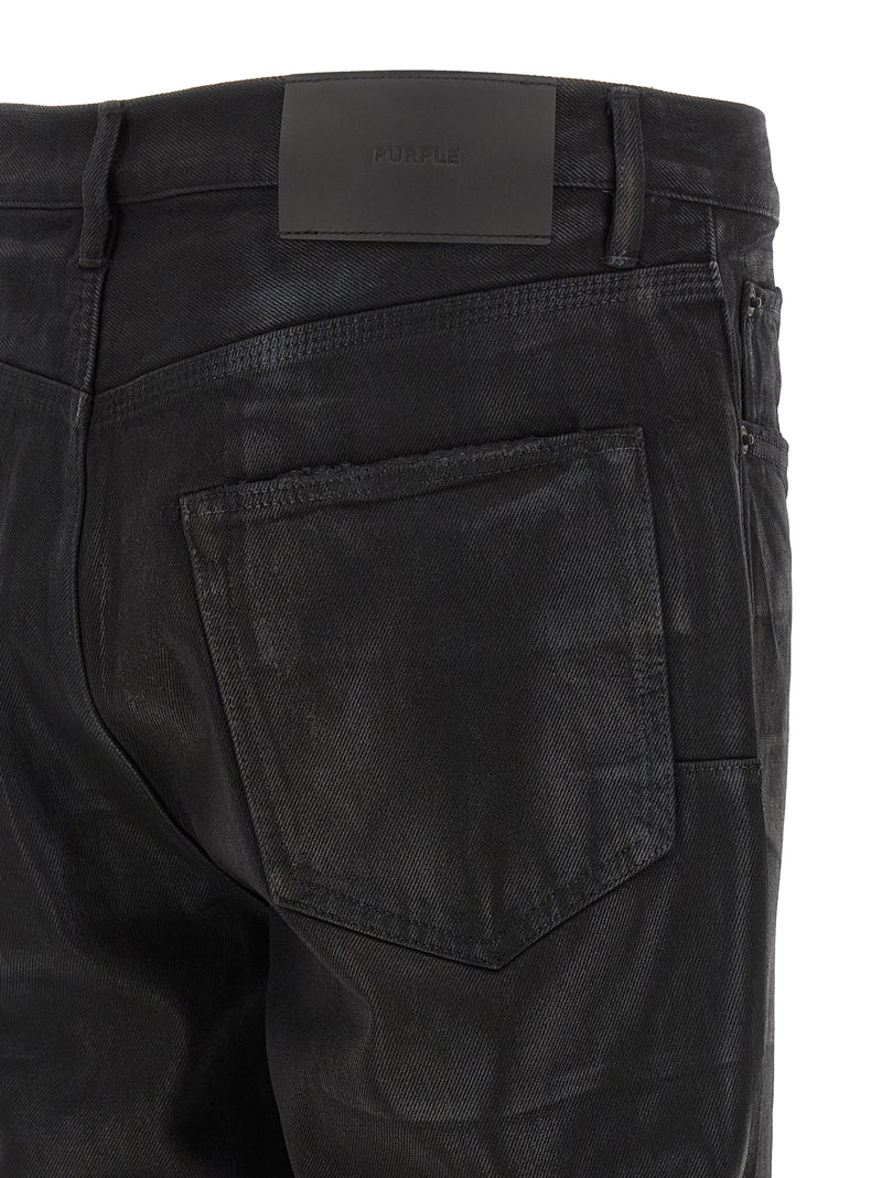 PURPLE Black Cotton Flared Jeans - P026 Rinsed Foil Boot