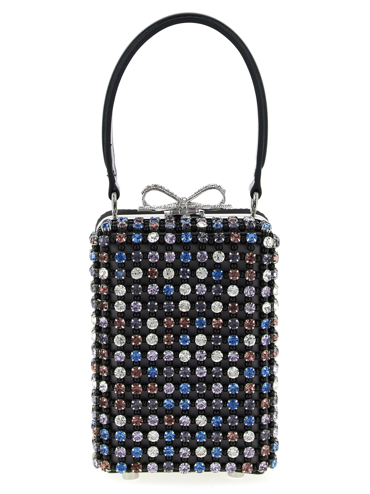 Self-Portrait Multicolor Satin Handbag with Crystal Accents