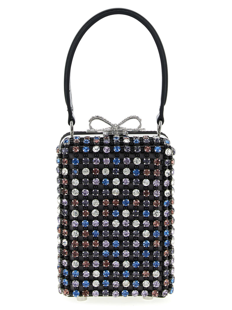 Self-Portrait Multicolor Satin Handbag with Crystal Details