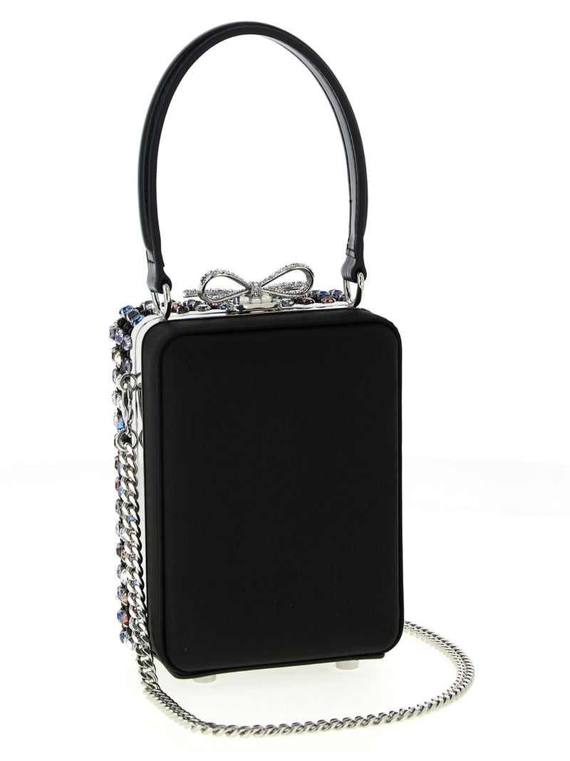 Self-Portrait Multicolor Satin Handbag with Crystal Details