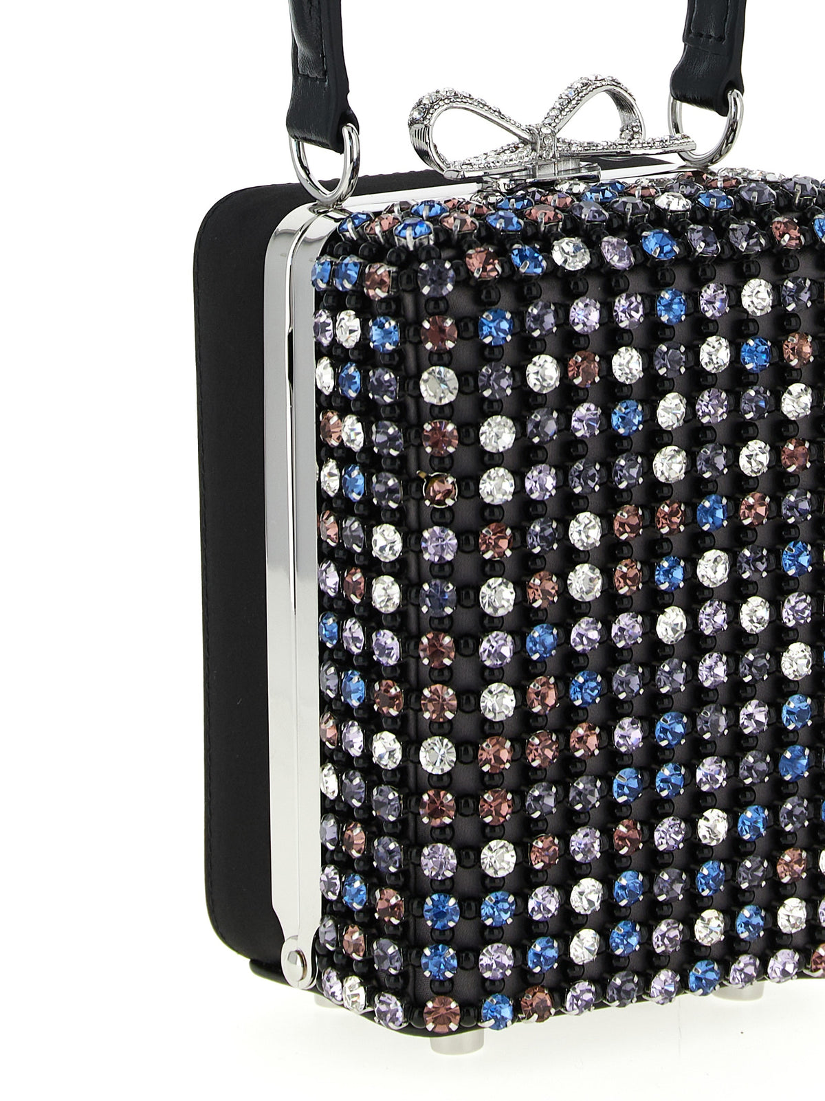 Self-Portrait Multicolor Satin Handbag with Crystal Accents