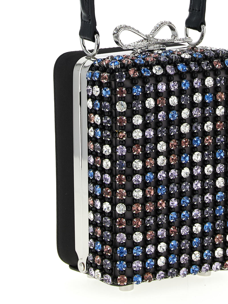 Self-Portrait Multicolor Satin Handbag with Crystal Details