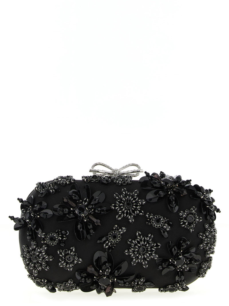 Self-Portrait Black Polyester Clutch Bag