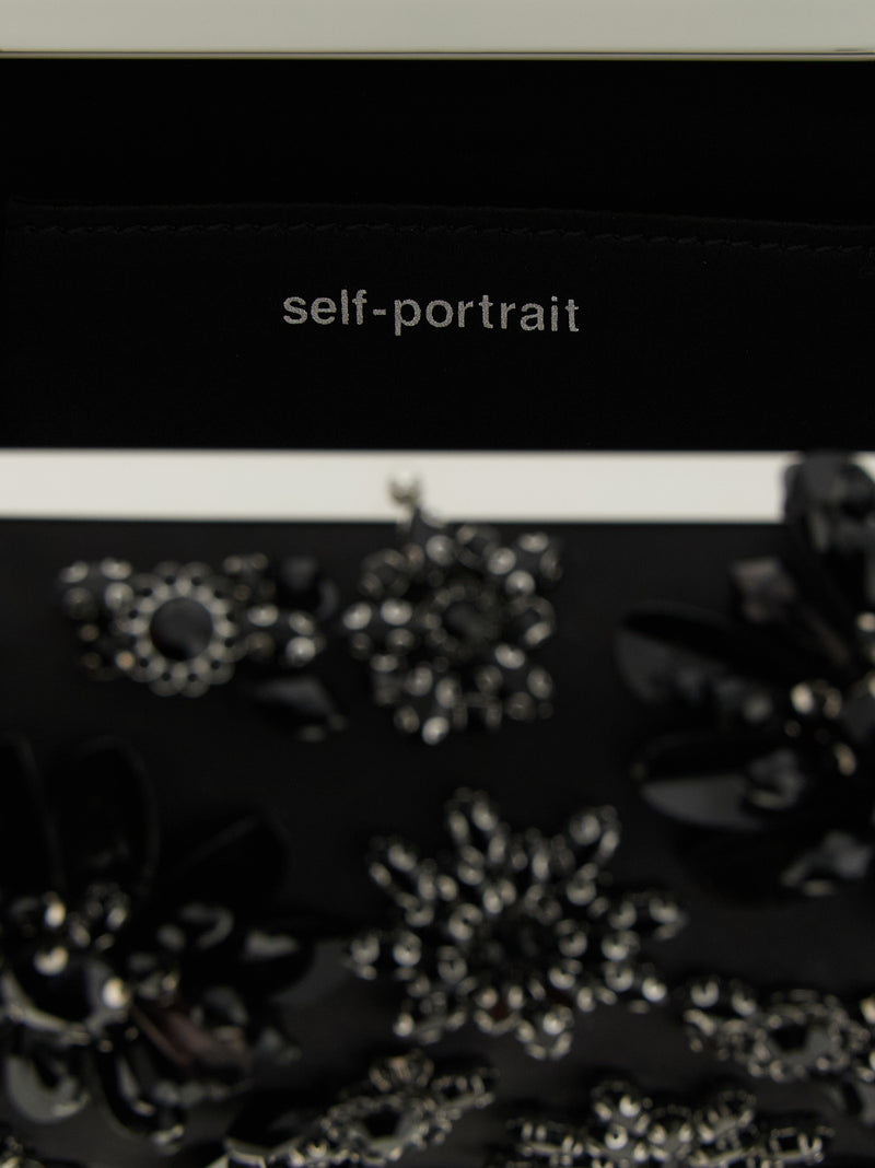 Self-Portrait Black Polyester Clutch Bag
