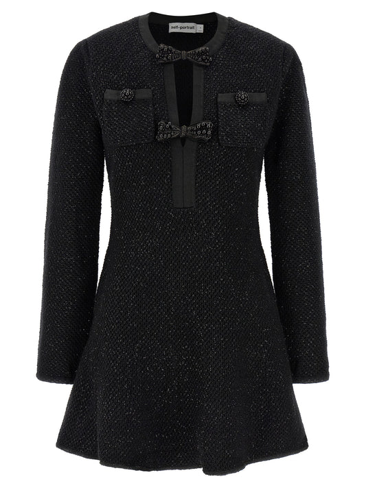 Robe courte Self-Portrait en coton noir
