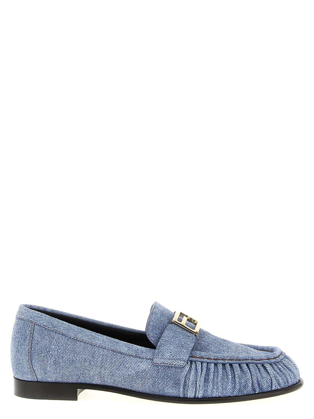 Mocassins à enfiler Fendi en veau bleu