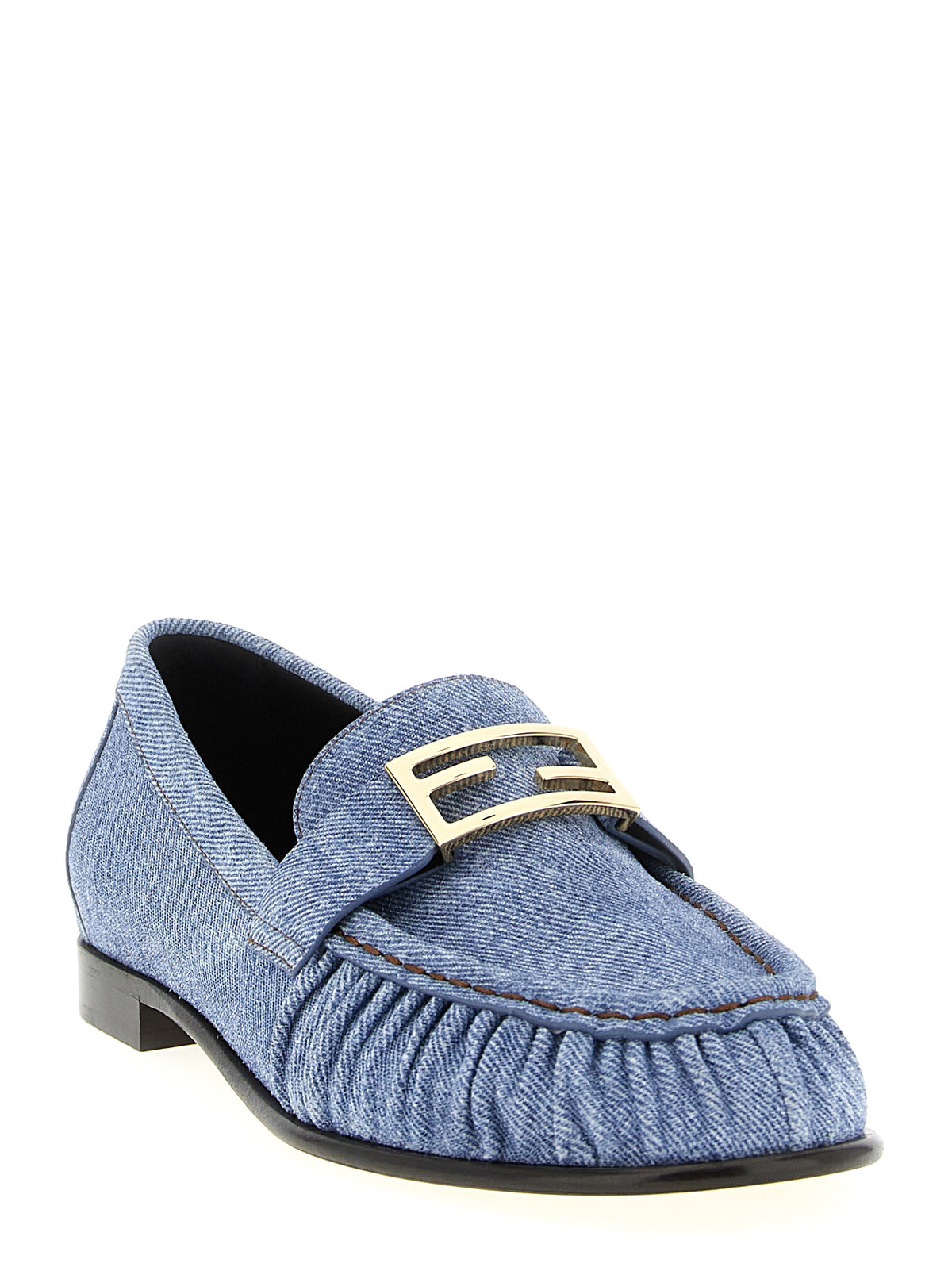Mocassins à enfiler Fendi en veau bleu