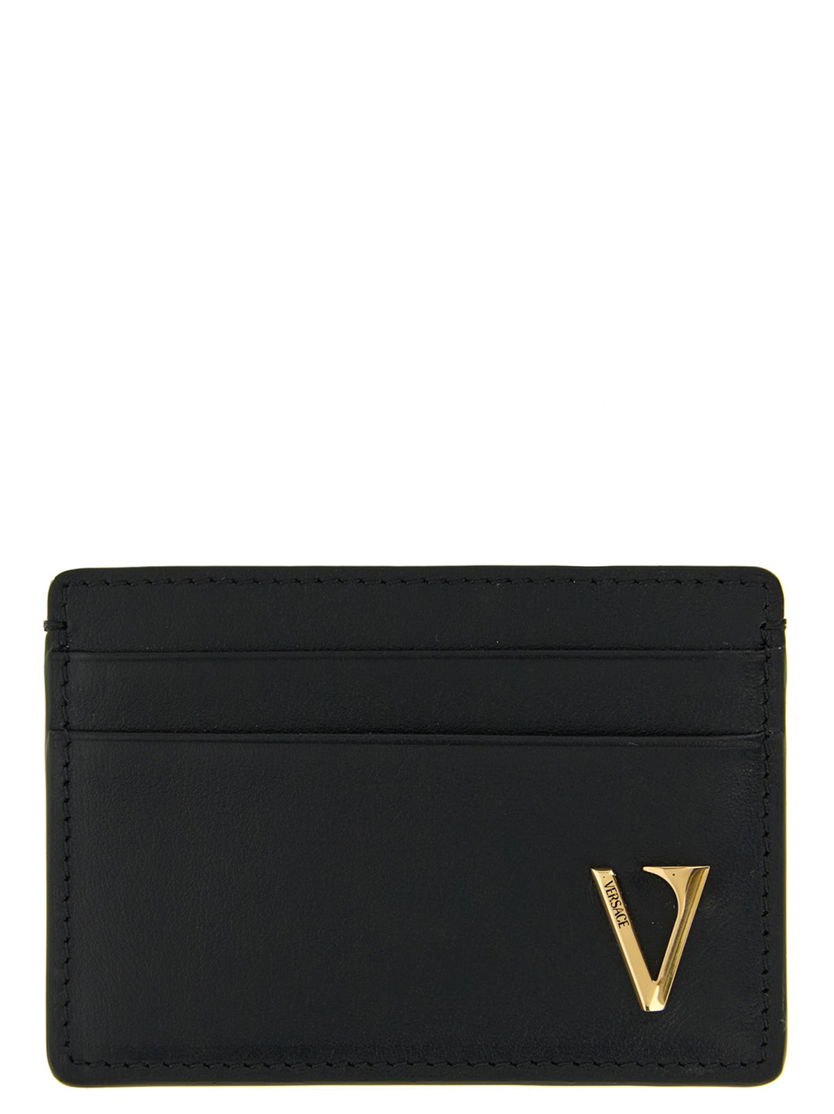 Porte-cartes Versace en cuir de veau noir