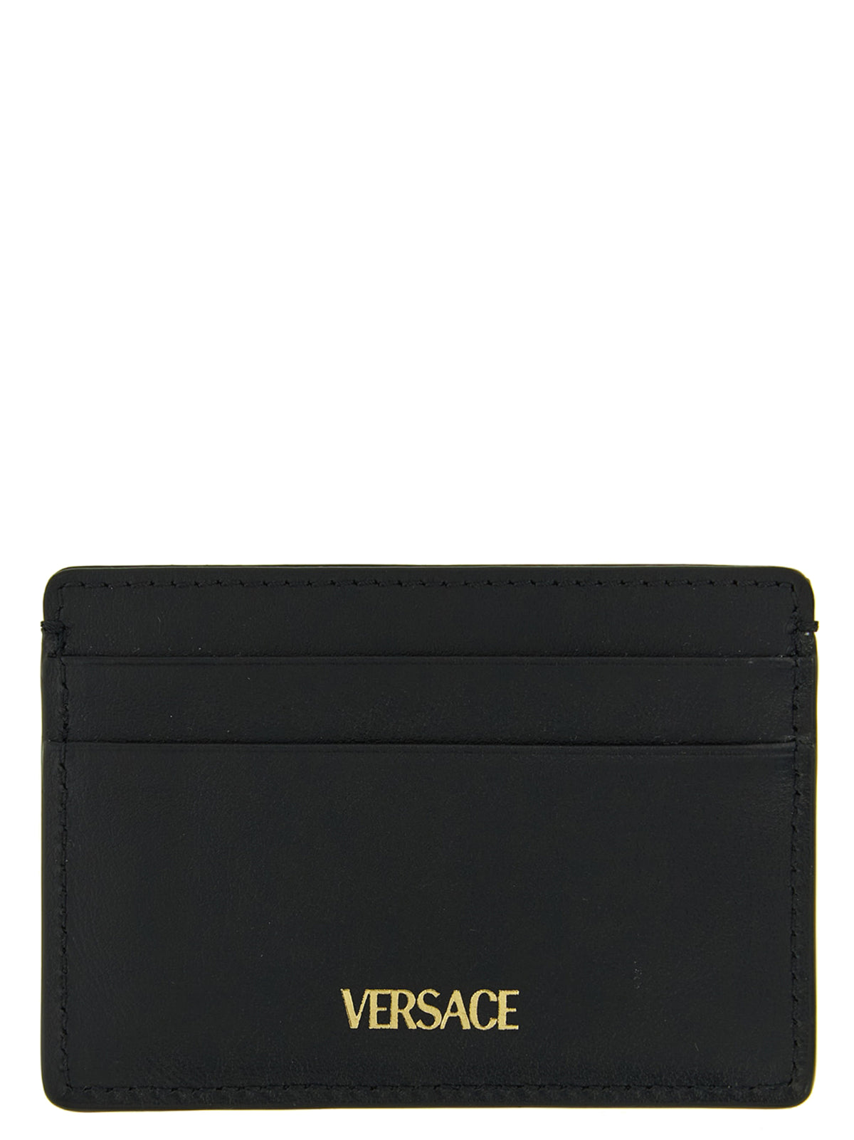 Porte-cartes Versace en cuir de veau noir