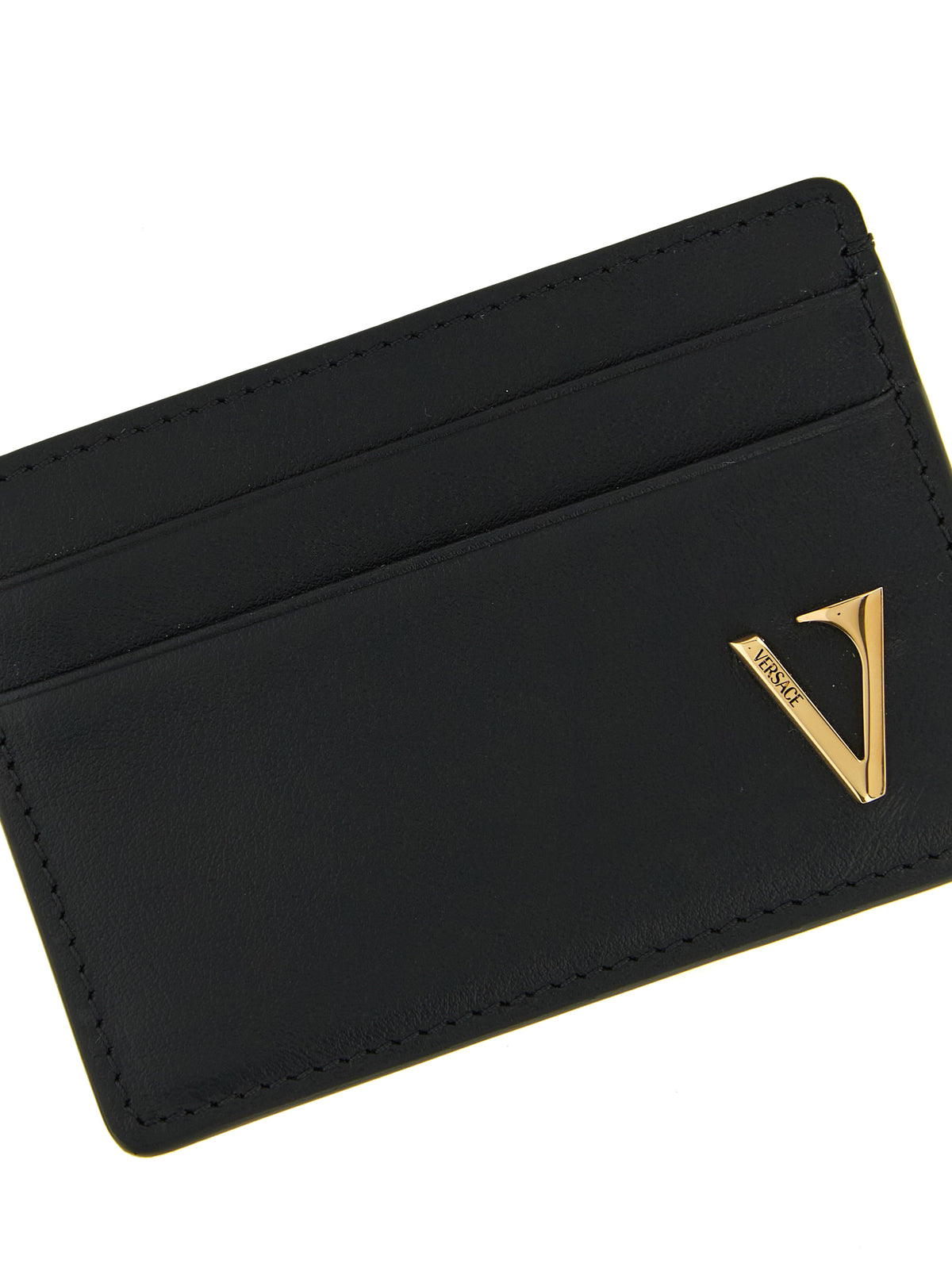 Porte-cartes Versace en cuir de veau noir