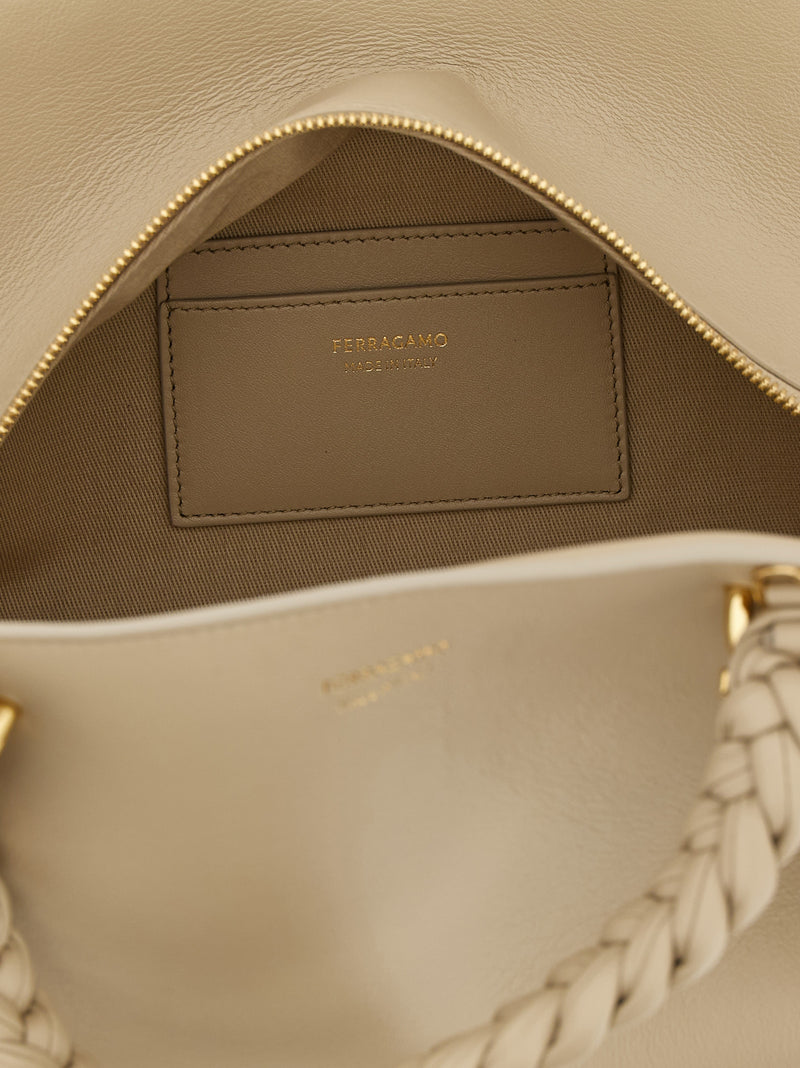 Ferragamo Gray Calfskin Handbag - Timeless Elegance