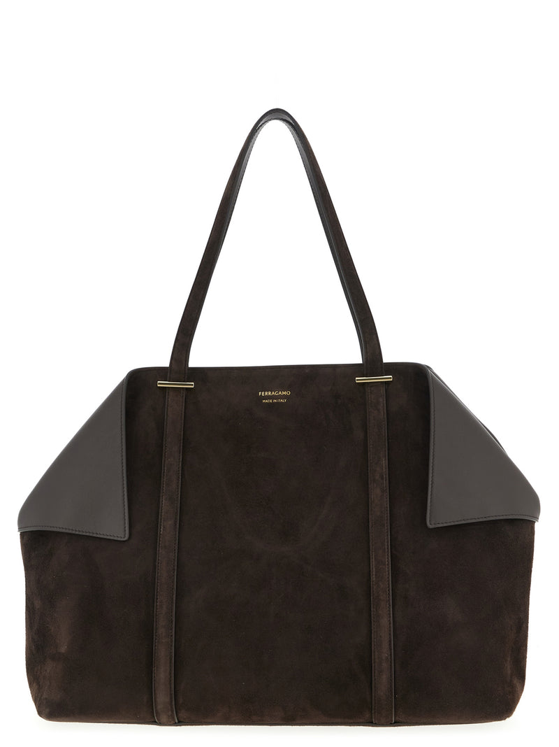 Ferragamo Brown Goatskin Scarf L Shoulder Bag