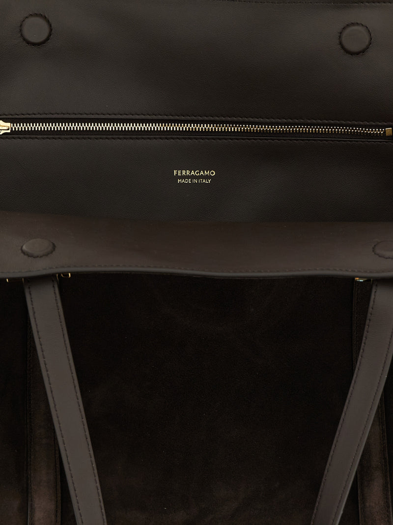 Ferragamo Brown Goatskin Scarf L Shoulder Bag