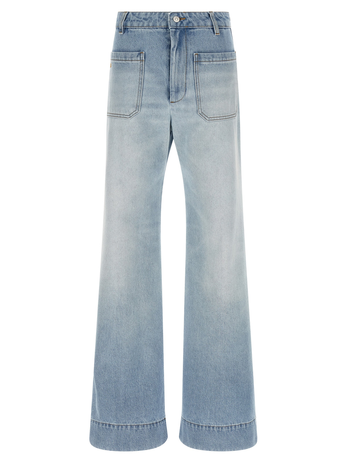 Victoria Beckham Alina Blue Cotton Flared Jeans