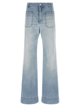 Victoria Beckham Alina Blue Cotton Flared Jeans