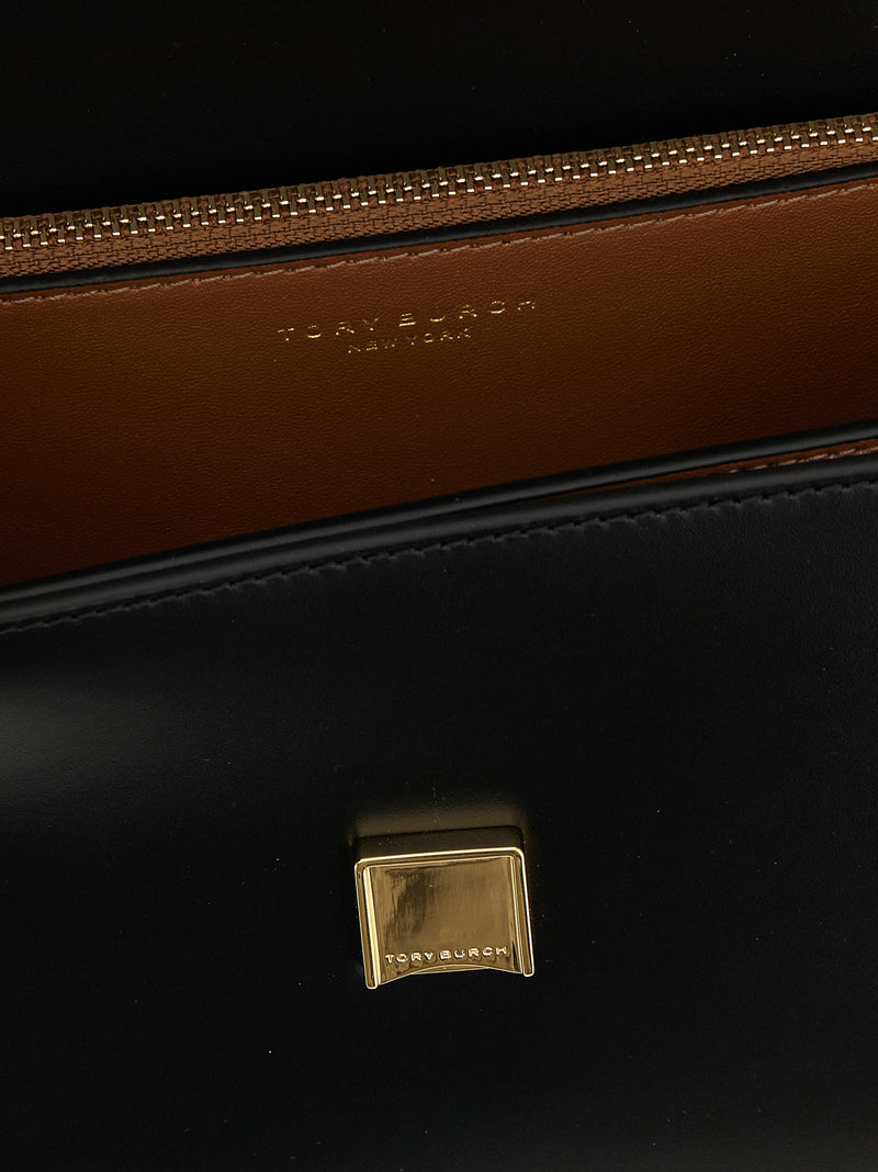Sac bandoulière Tory Burch en cuir de veau noir