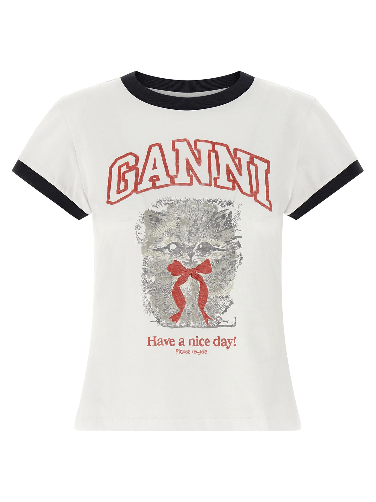 Ganni White Organic Cotton T-Shirt - Mode Durable