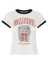 Ganni White Organic Cotton T-Shirt - Mode Durable