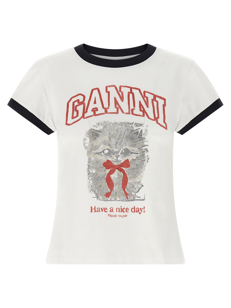 Ganni White Organic Cotton T-Shirt - Sustainable Fashion