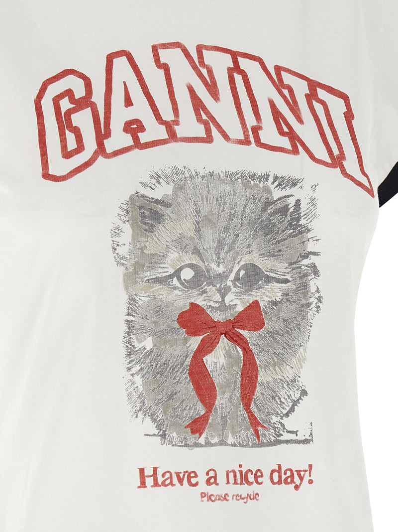 Ganni White Organic Cotton T-Shirt - Sustainable Fashion