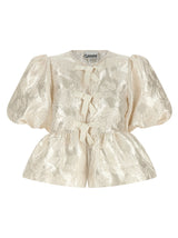 Ganni Satin Peplum White Blouse for Women