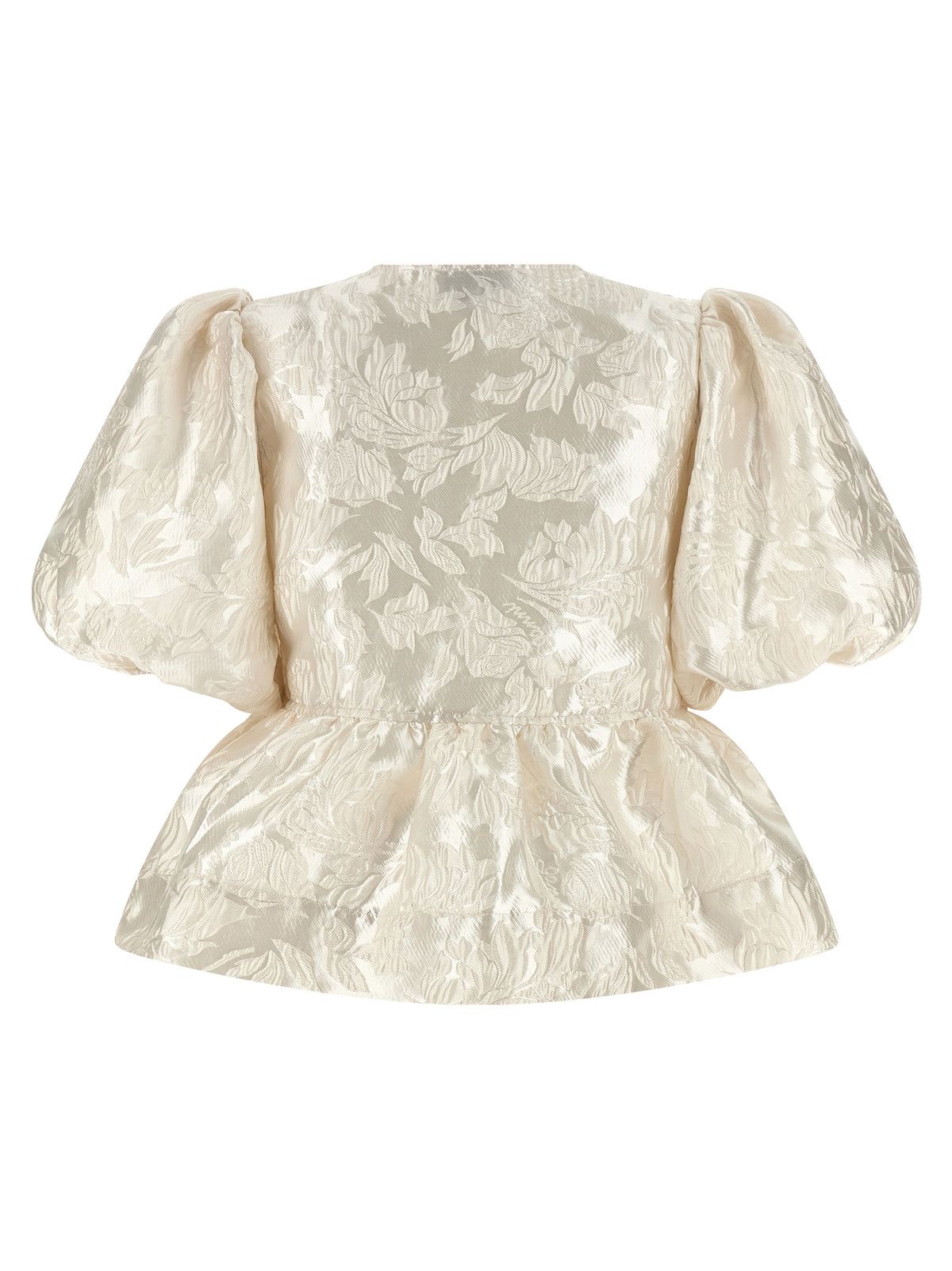 Ganni Satin Peplum White Blouse for Women