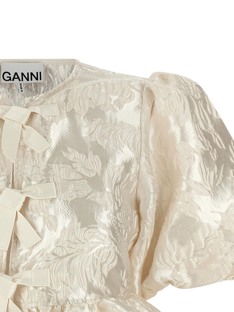 Ganni Satin Peplum White Blouse for Women